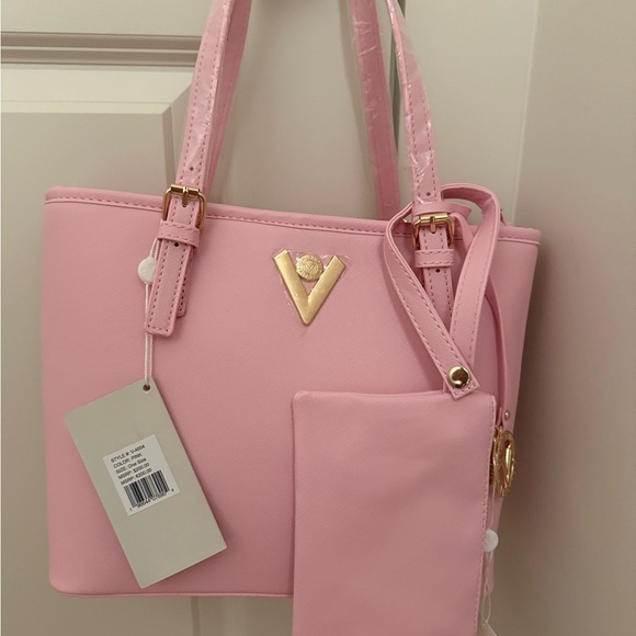 Valentino Orlandi Pink Structured Purse/Small Tote with Gold Accents - Picture 2 of 6